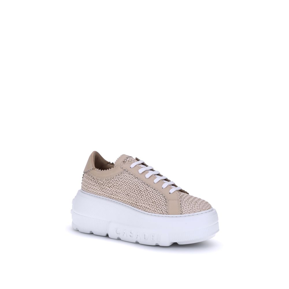 Sneakers by Casadei for women in faux leather beige & monogram features an versatile design from the Nexus Women's Chunky Faux Leather Sneakers collection, highlighting a versatile chunky style for a premium, high-fashion look.