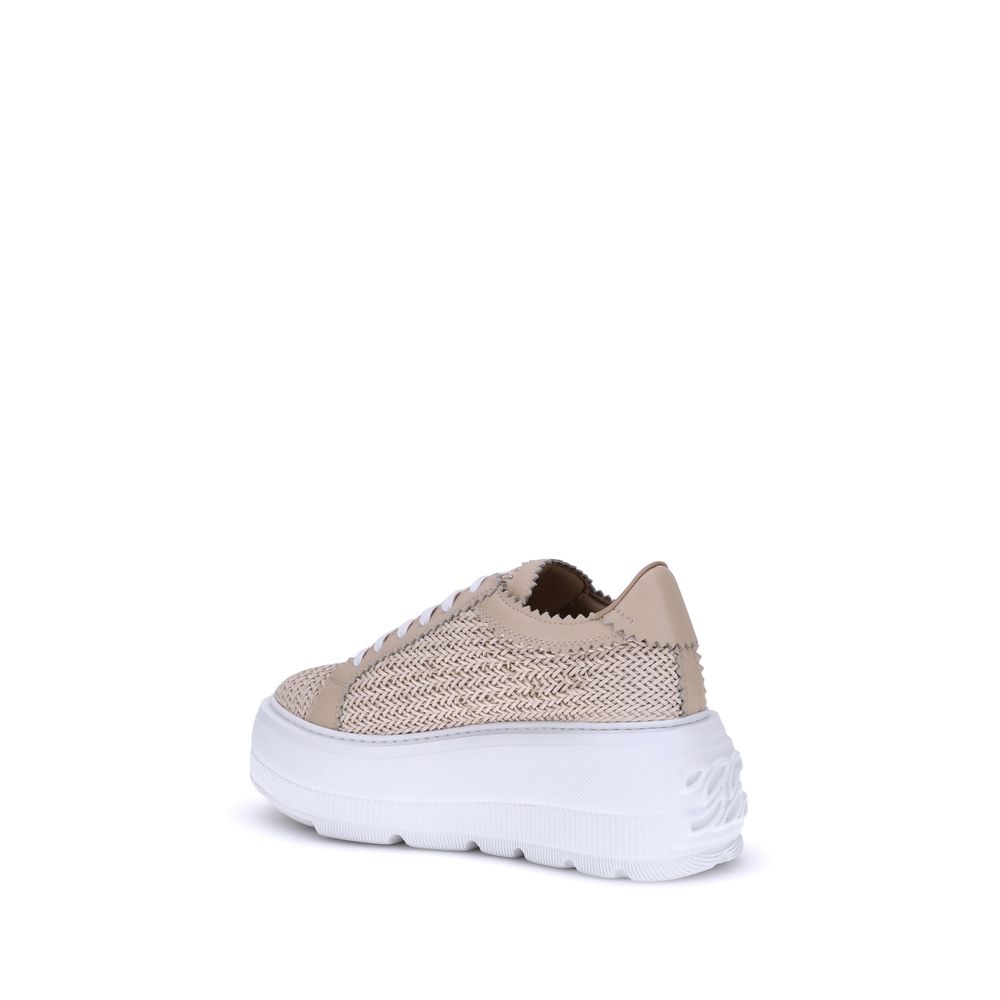Sneakers by Casadei for women in faux leather beige & monogram features an fashionable silhouette, showcasing the premium Nexus Women's Chunky Faux Leather Sneakers in a fashionable chunky style that offers a fashionable finish for refined style.