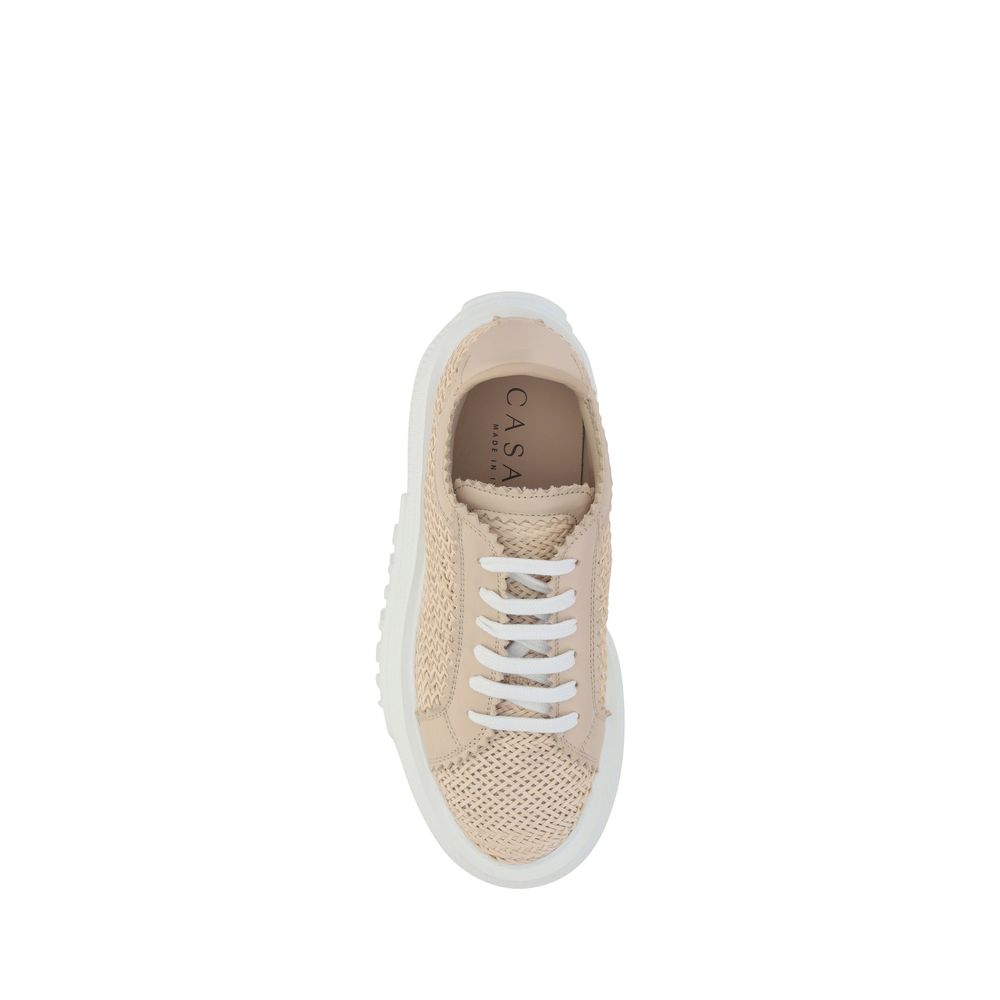 Sneakers by Casadei for women in faux leather beige & monogram presents a impeccable silhouette as Nexus Women's Chunky Faux Leather Sneakers, expertly defined by a impeccable chunky style for a impeccable, high-fashion look.