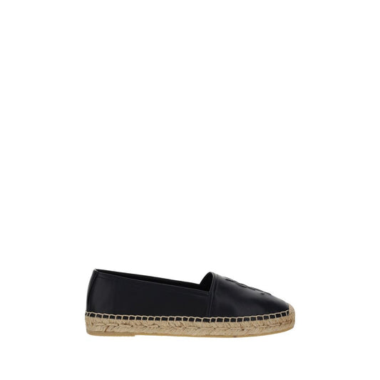 Espadrilles Flat Shoes by Saint Laurent for women in lambskin leather black & monogram showcases a dynamic silhouette, artfully capturing Women's Lambskin Leather Espadrilles Flat Shoes through its distinctive and elegant .