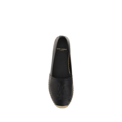 Espadrilles Flat Shoes by Saint Laurent for women in lambskin leather black & monogram features an statuesque silhouette from the Women's Lambskin Leather Espadrilles Flat Shoes collection, showcasing a and a statuesque for a statuesque look.