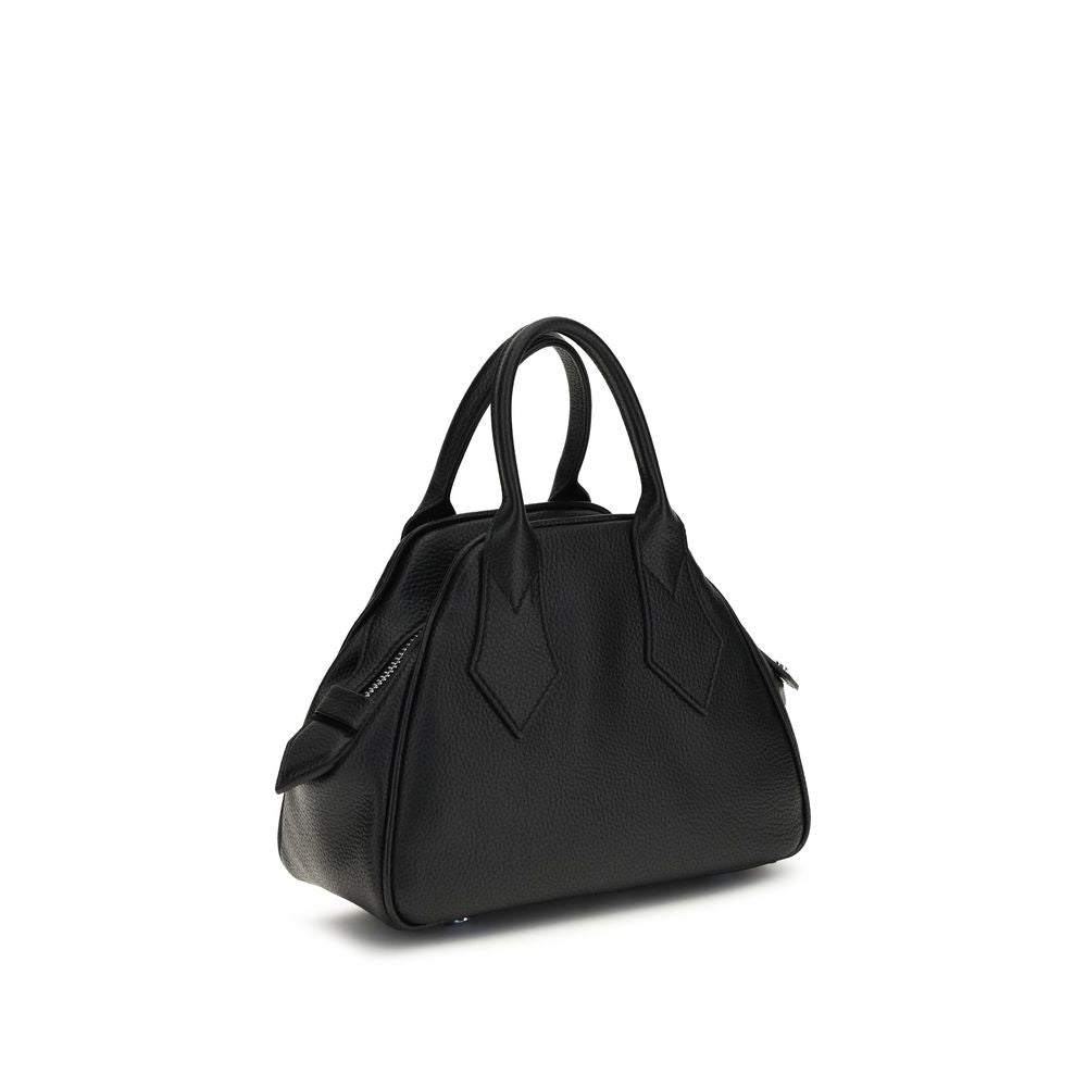 Small Shoulder Bag by Vivienne Westwood for women in bos taurus calf leather black presents a versatile silhouette, showcasing a secure zipper and versatile with versatile shoulder-strap & handle for a sophisticated look.