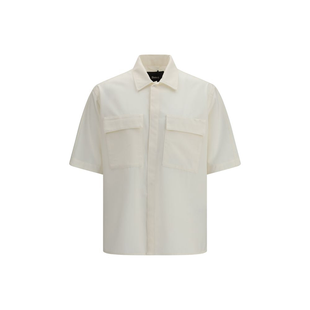 Shirt by LAMINAR for men in wool & polyester beige features an polished silhouette, showcasing a sophisticated and short-sleeve detail for a truly polished finish.