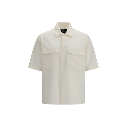 Shirt by LAMINAR for men in wool & polyester beige features an polished silhouette, showcasing a sophisticated and short-sleeve detail for a truly polished finish.