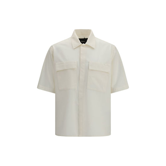 Shirt by LAMINAR for men in wool & polyester beige features an polished silhouette, showcasing a sophisticated and short-sleeve detail for a truly polished finish.