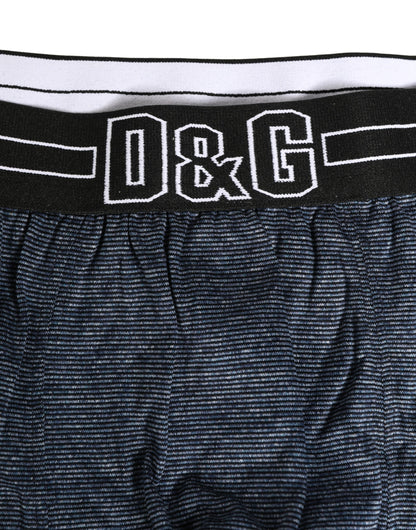 Dolce & Gabbana Dark Blue Logo Cotton Regular Boxer Underwear