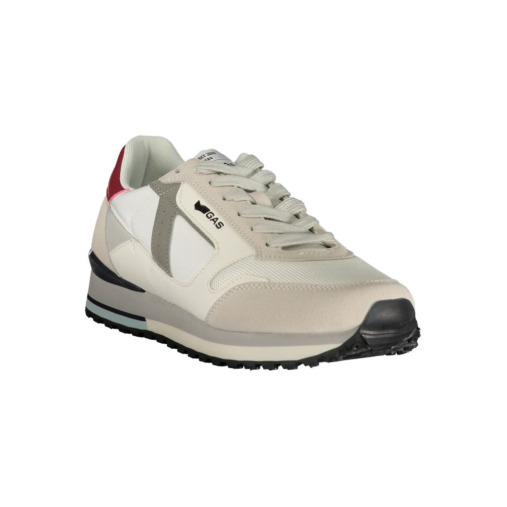 Athletic Sneakers by Gas for men in canvas polyurethane & polyester gray, red, white & print features an architectural silhouette from the Crisp Men's Athletic Canvas Polyurethane & Polyester Sneakers collection, showcasing a architectural athletic style for a architectural look.
