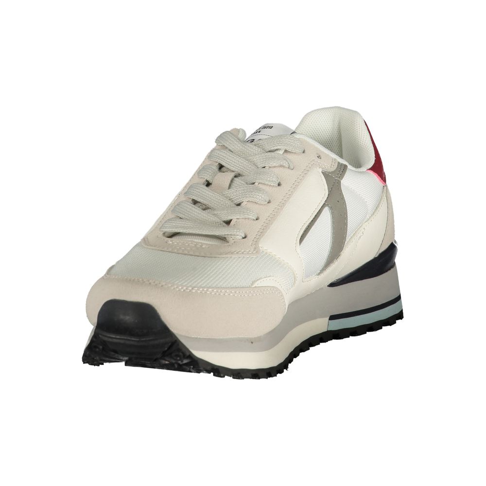 Athletic Sneakers by Gas for men in canvas polyurethane & polyester gray, red, white & print features an architectural silhouette, showcasing the premium athletic style of the Crisp Men's Athletic Canvas Polyurethane & Polyester Sneakers with an architectural finish.