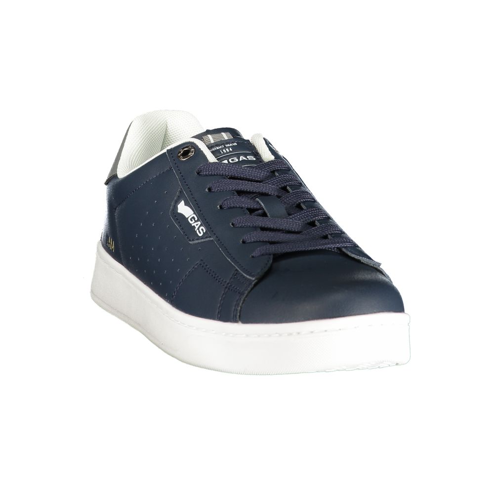 Athletic Sneakers by Gas for men in polyester & polyurethane blue & gray showcases a architectural silhouette, artfully capturing the essence of the Men's Athletic Polyester & Polyurethane Sneakers with its signature architectural athletic style construction.