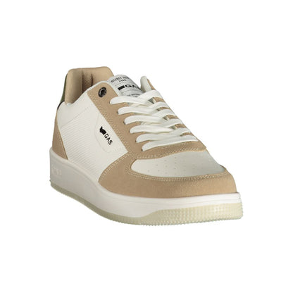 Athletic Sneakers by Gas for men in polyester & polyurethane beige, green & white features an stately silhouette, showcasing the signature athletic style of the Crisp Men's Athletic Polyester & Polyurethane Sneakers collection with a truly stately finish.