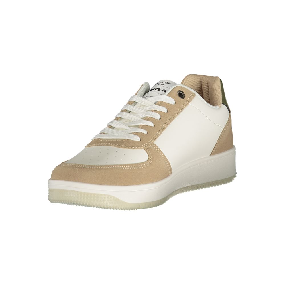 Athletic Sneakers by Gas for men in polyester & polyurethane beige, green & white features an architectural silhouette from the Crisp Men's Athletic Polyester & Polyurethane Sneakers collection, showcasing a architectural athletic style for a architectural look.