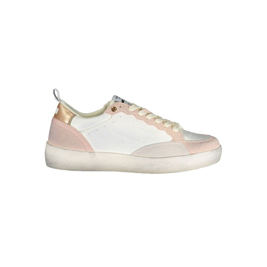 Athletic Sneakers by Gas for women in polyester & polyurethane pink & white features an stately silhouette, showcasing the signature athletic style of the Women's Athletic Polyester & Polyurethane Sneakers collection with a truly stately finish.