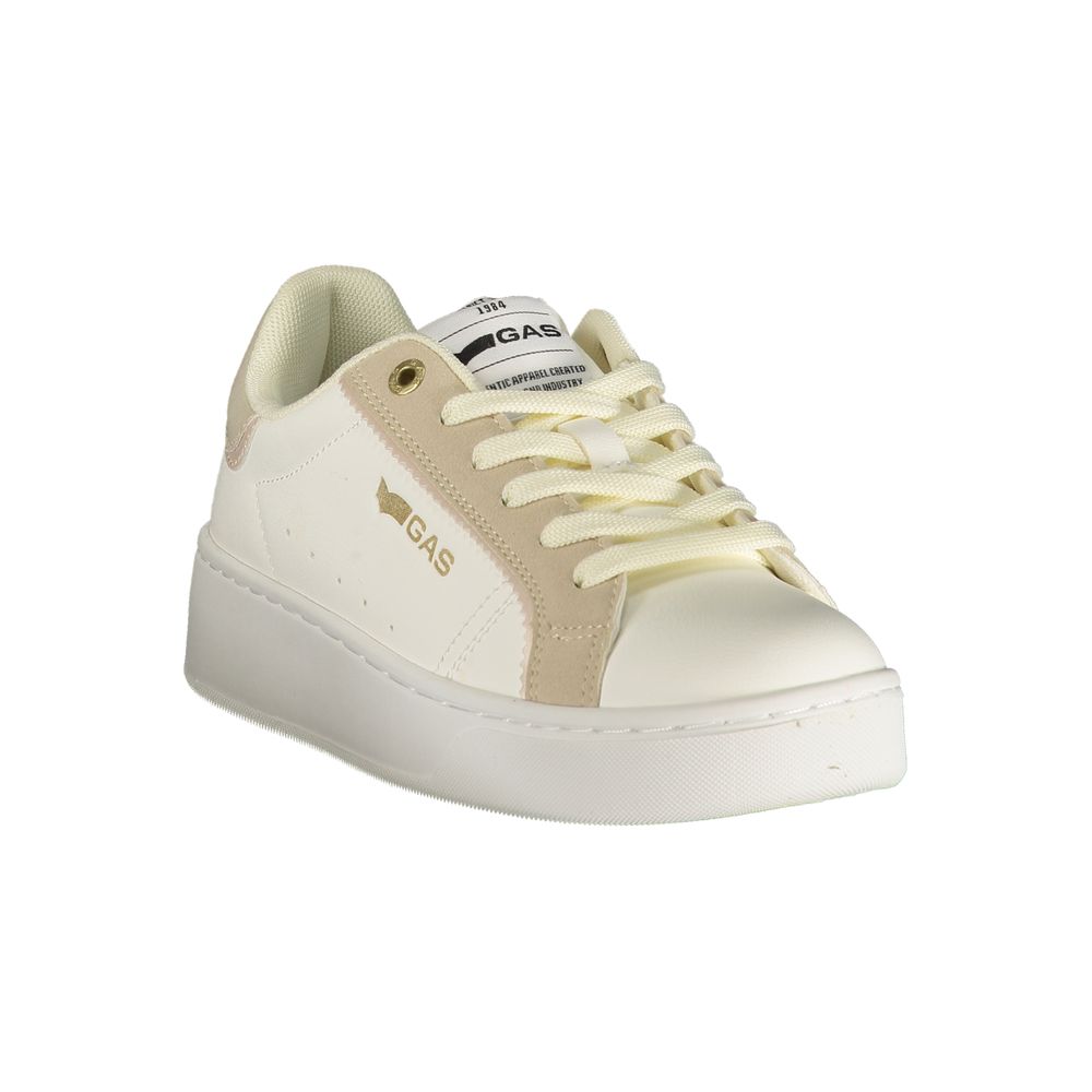 Athletic Sneakers by Gas for women in canvas polyurethane & polyester beige & white showcases an impeccable silhouette, defined by an impeccable athletic style design that perfectly captures the essence of the Crisp Women's Athletic Canvas Polyurethane & Polyester Sneakers.