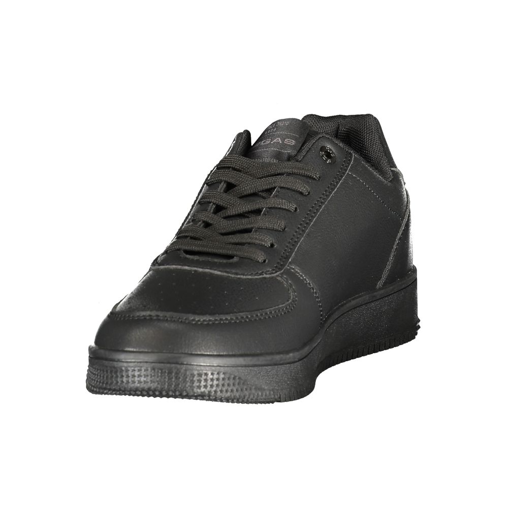 Athletic Sneakers by Gas for men in polyester black & print features an architectural silhouette from the Men's Athletic Polyester Sneakers collection, showcasing a architectural athletic style for a architectural look.