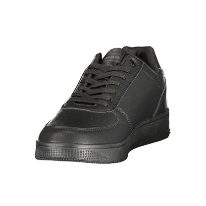 Athletic Sneakers by Gas for men in polyester black & print features an architectural silhouette from the Men's Athletic Polyester Sneakers collection, showcasing a architectural athletic style for a architectural look.