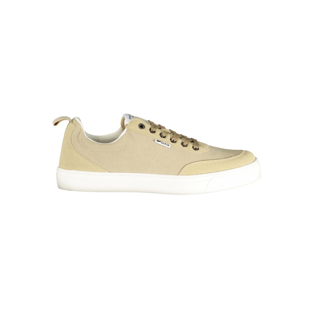 Athletic Sneakers by Gas for men in polyester & polyurethane beige & signature features an architectural silhouette from the Men's Athletic Polyester & Polyurethane Sneakers collection, showcasing a architectural athletic style for a architectural look.