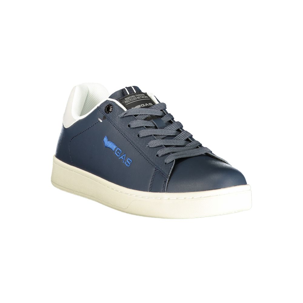 Athletic Sneakers by Gas for men in polyester & polyurethane blue & gray features an architectural silhouette, showcasing the premium athletic style of the Men's Athletic Polyester & Polyurethane Sneakers with an architectural finish.