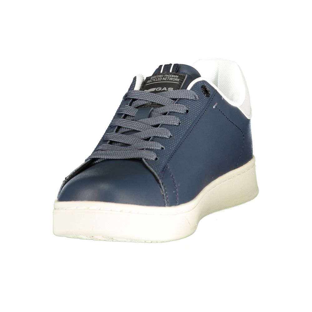 Athletic Sneakers by Gas for men in polyester & polyurethane blue & gray showcases a architectural silhouette, artfully capturing the essence of the Men's Athletic Polyester & Polyurethane Sneakers with its signature architectural athletic style construction.