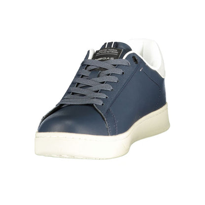 Athletic Sneakers by Gas for men in polyester & polyurethane blue & gray showcases a architectural silhouette, artfully capturing the essence of the Men's Athletic Polyester & Polyurethane Sneakers with its signature architectural athletic style construction.