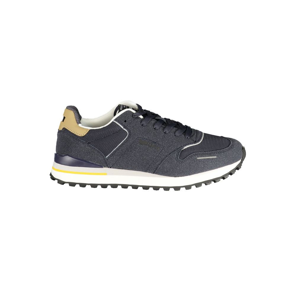 Athletic Sneakers by Gas for men in polyester & polyurethane beige & blue showcases a architectural silhouette, artfully capturing the essence of the Men's Athletic Polyester & Polyurethane Sneakers with its signature architectural athletic style construction.
