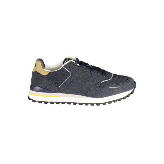Athletic Sneakers by Gas for men in polyester & polyurethane beige & blue showcases a architectural silhouette, artfully capturing the essence of the Men's Athletic Polyester & Polyurethane Sneakers with its signature architectural athletic style construction.