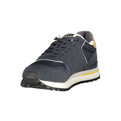 Athletic Sneakers by Gas for men in polyester & polyurethane beige & blue features an architectural silhouette from the Men's Athletic Polyester & Polyurethane Sneakers collection, showcasing a architectural athletic style for a architectural look.