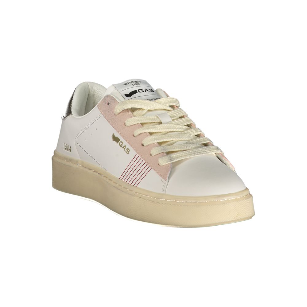 Athletic Sneakers by Gas for women in polyester pink, white & print features an stately silhouette, showcasing the signature athletic style of the Women's Athletic Polyester Sneakers collection with a truly stately finish.