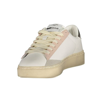 Athletic Sneakers by Gas for women in polyester pink, white & print features an architectural silhouette, showcasing the premium athletic style of the Women's Athletic Polyester Sneakers with an architectural finish.