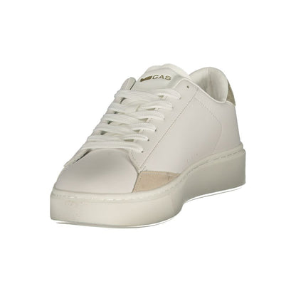 Athletic Sneakers by Gas for women in polyester gold, white & print features an architectural silhouette from the Women's Athletic Polyester Sneakers collection, showcasing a architectural athletic style for a architectural look.