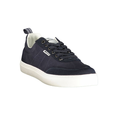 Athletic Sneakers by Gas for men in polyester blue features an architectural silhouette, showcasing the premium athletic style of the Men's Athletic Polyester Sneakers with an architectural finish.