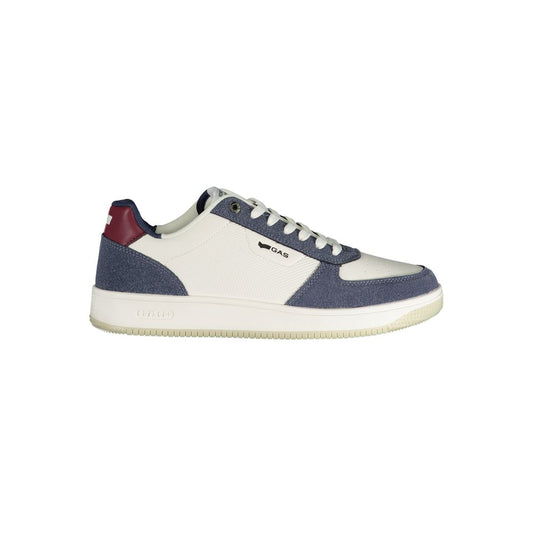 Athletic Sneakers by Gas for men in polyester polyurethane denim white & print features an architectural silhouette from the Men's Athletic Polyester Polyurethane Denim Sneakers collection, showcasing a architectural athletic style for a architectural look.