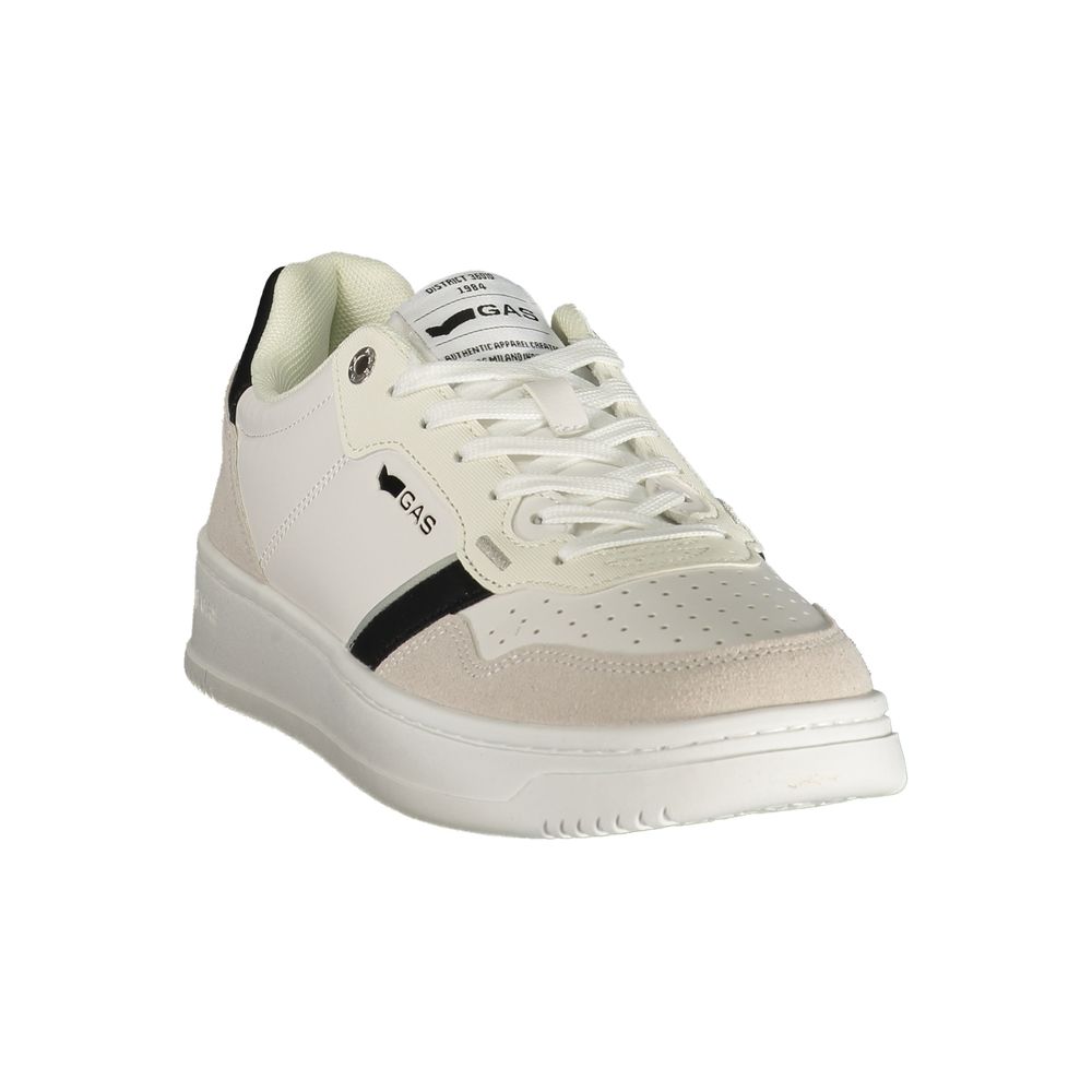 Athletic Sneakers by Gas for men in polyester black, white & print showcases a architectural silhouette, artfully capturing the essence of the Men's Athletic Polyester Sneakers with its signature architectural athletic style construction.