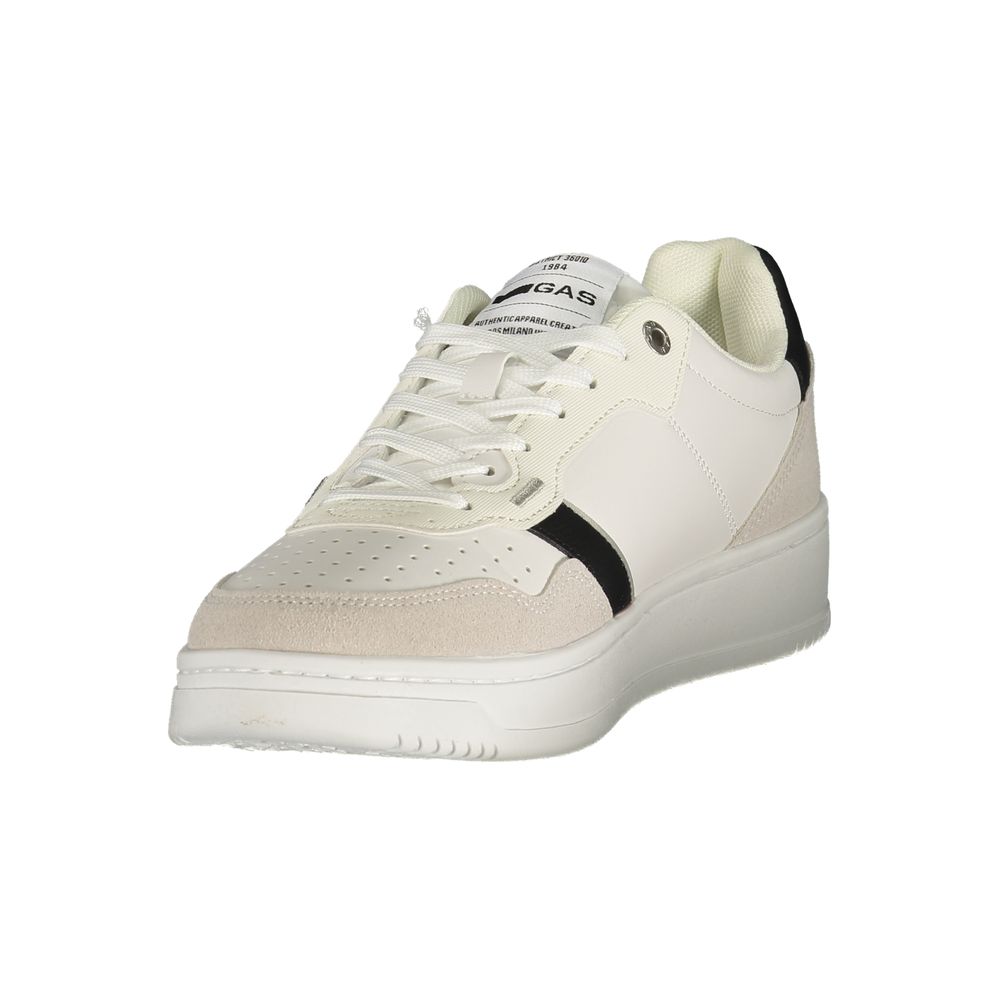 Athletic Sneakers by Gas for men in polyester black, white & print features an stately silhouette, showcasing the signature athletic style of the Men's Athletic Polyester Sneakers collection with a truly stately finish.