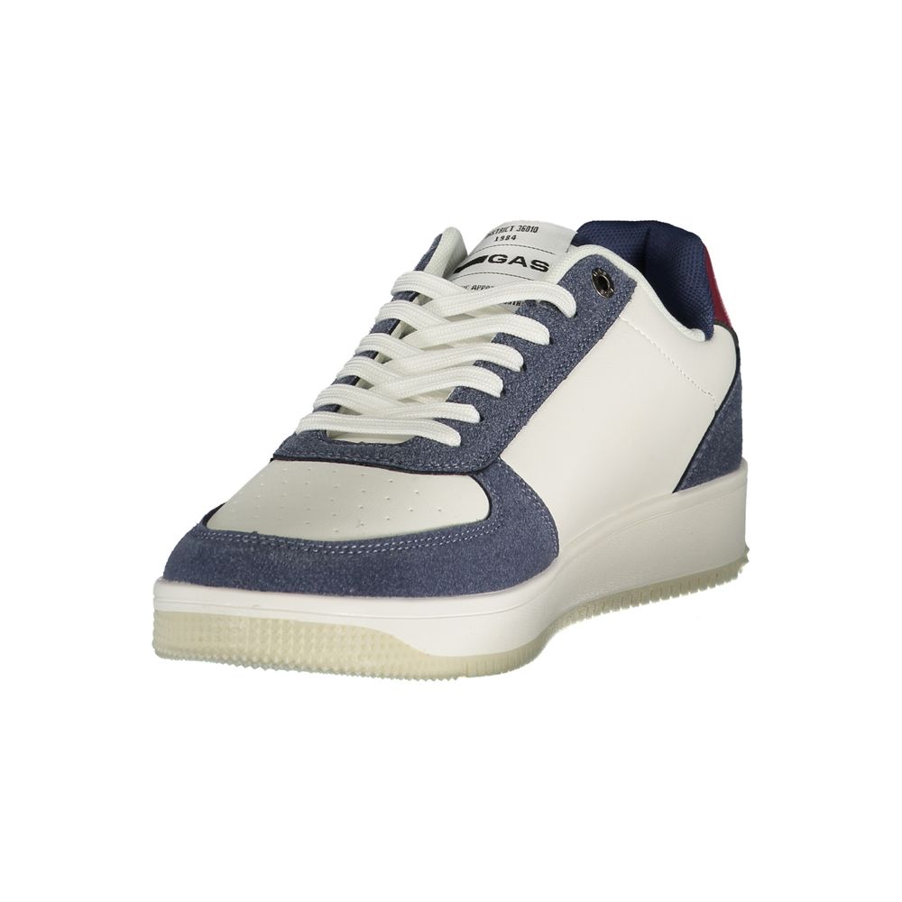 Athletic Sneakers by Gas for men in polyester polyurethane denim white & print features an architectural silhouette from the Men's Athletic Polyester Polyurethane Denim Sneakers collection, showcasing a architectural athletic style for a architectural look.