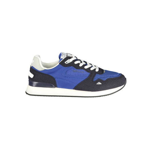 Athletic Sneakers by Gas for men in polyester blue, gray & print presents a sleek silhouette, perfectly capturing the athletic style essence of Men's Athletic Polyester Sneakers with its sleek design and premium finish.