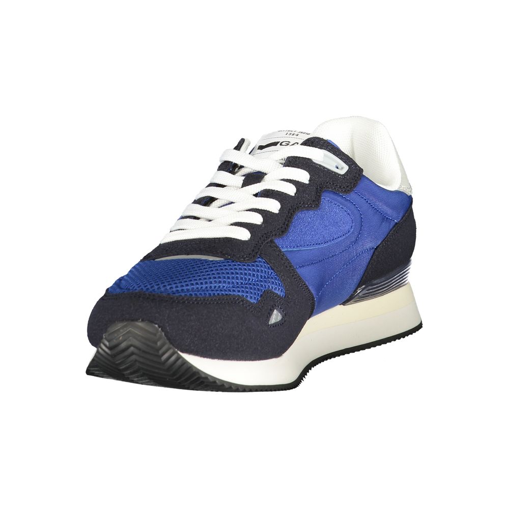 Athletic Sneakers by Gas for men in polyester blue, gray & print features an stately silhouette, showcasing the signature athletic style of the Men's Athletic Polyester Sneakers collection with a truly stately finish.