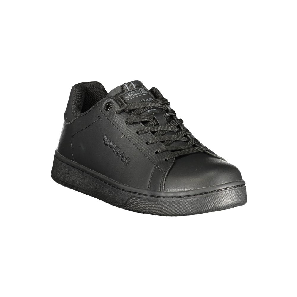 Athletic Sneakers by Gas for men in polyester black showcases a architectural silhouette, artfully capturing the essence of the Men's Athletic Polyester Sneakers with its signature architectural athletic style construction.