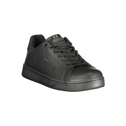 Athletic Sneakers by Gas for men in polyester black showcases a architectural silhouette, artfully capturing the essence of the Men's Athletic Polyester Sneakers with its signature architectural athletic style construction.