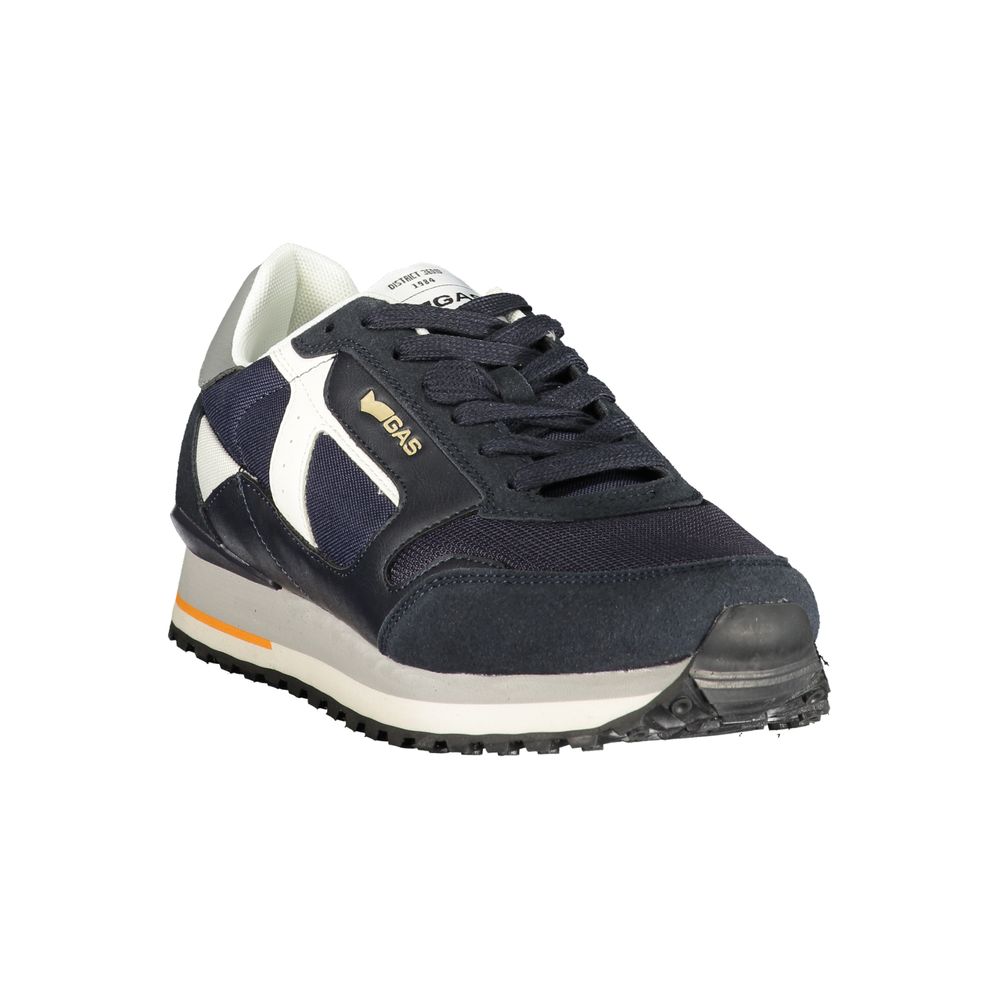 Gas Men's Athletic Polyester & Polyurethane Sneakers - Blue Gray Orange