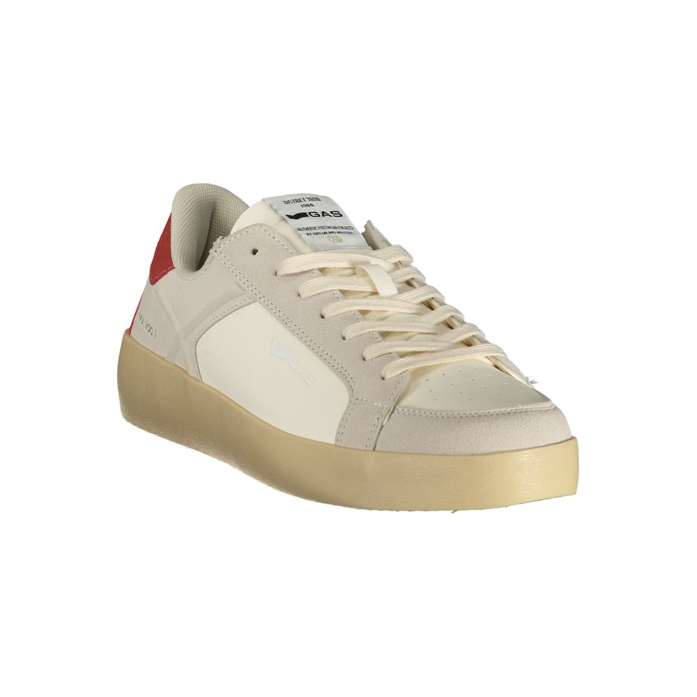 Athletic Sneakers by Gas for men in polyester red, white & print presents a sleek silhouette, perfectly capturing the athletic style essence of Men's Athletic Polyester Sneakers with its sleek design and premium finish.