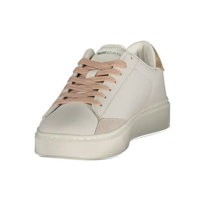 Athletic Sneakers by Gas for women in polyester bronze, white & print features an architectural silhouette, showcasing the premium athletic style of the Women's Athletic Polyester Sneakers with an architectural finish.