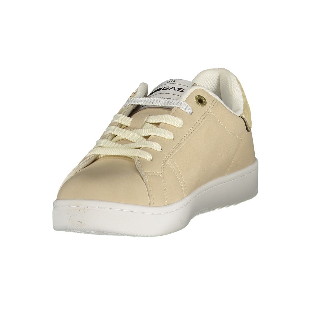 Athletic Sneakers by Gas for women in polyester beige, gold & print showcases an impeccable silhouette, defined by an impeccable athletic style design that perfectly captures the essence of the Women's Athletic Polyester Sneakers.