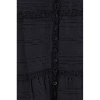Skirt by Isabel Marant Étoile for women in cotton viscose black & toile features a captivating silhouette, showcasing the captivating Women's Straight High Rise Cotton Viscose Long Skirt design with a sophisticated long for a captivating look.