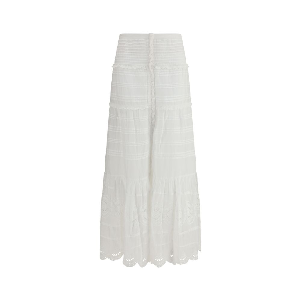 Skirt by Isabel Marant Étoile for women in cotton viscose white & toile features a sublime silhouette, showcasing the sublime design of the Women's Straight High Rise Cotton Viscose Long Skirt in a sophisticated long.