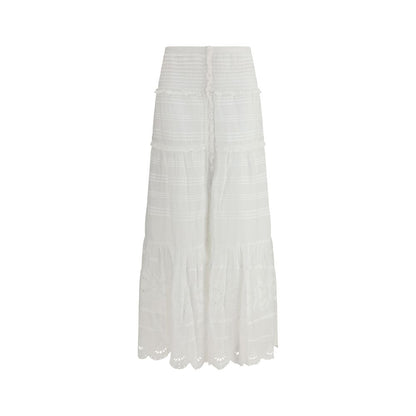 Skirt by Isabel Marant Étoile for women in cotton viscose white & toile features a sublime silhouette, showcasing the sublime design of the Women's Straight High Rise Cotton Viscose Long Skirt in a sophisticated long.