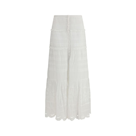 Skirt by Isabel Marant Étoile for women in cotton viscose white & toile features a sublime silhouette, showcasing the sublime design of the Women's Straight High Rise Cotton Viscose Long Skirt in a sophisticated long.
