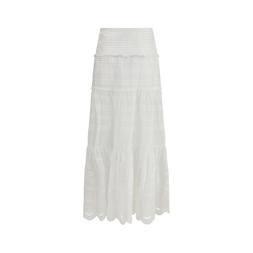 Skirt by Isabel Marant Étoile for women in cotton viscose white & toile features an relaxed-yet-refined silhouette that elegantly showcases the Women's Straight High Rise Cotton Viscose Long Skirt design and sophisticated long.