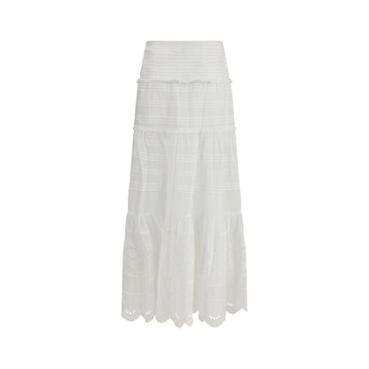 Skirt by Isabel Marant Étoile for women in cotton viscose white & toile features an relaxed-yet-refined silhouette that elegantly showcases the Women's Straight High Rise Cotton Viscose Long Skirt design and sophisticated long.