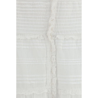 Skirt by Isabel Marant Étoile for women in cotton viscose white & toile features a captivating silhouette, showcasing the captivating Women's Straight High Rise Cotton Viscose Long Skirt design with a sophisticated long for a captivating look.