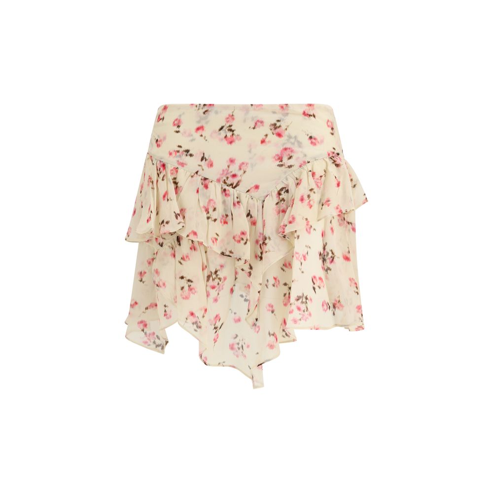 Skirt by Isabel Marant Étoile for women in viscose beige, toile, floral, signature & print showcases a sultry silhouette, elegantly defined by its mini and the sophisticated sultry design of the Women's Flared Viscose Mini Skirt.